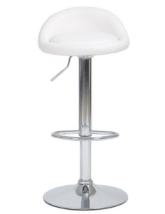 Taburete ALIVERI, cromado, similpiel blanca 2