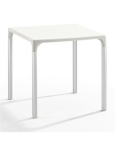 Mesa ELIANA, aluminio, polipropileno blanco 74x74 cms