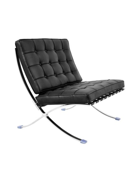 Silla BARNA (T), diseño, acero inoxidable, piel top negra