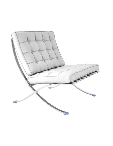 Silla BARNA (T), diseño, acero inoxidable, piel top blanca