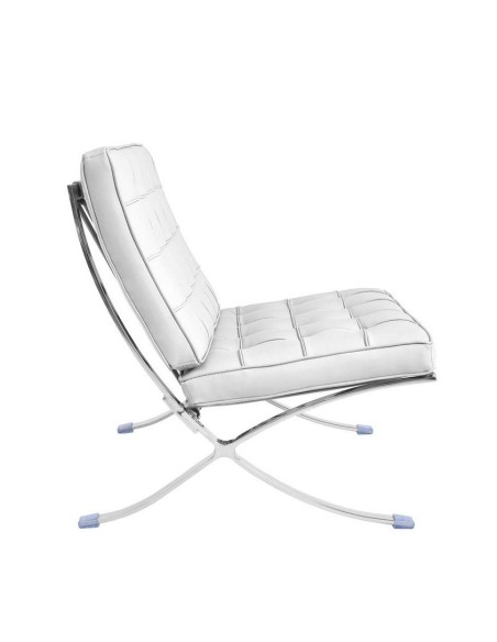 Silla BARNA (T), diseño, acero inoxidable, piel top blanca