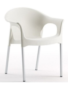 Sillón NILO, aluminio, apilable, polipropileno blanco