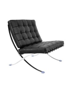 Silla BARNA (T), diseño, acero inoxidable, similpiel negra