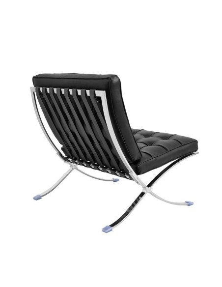 Silla BARNA (T), diseño, acero inoxidable, similpiel negra