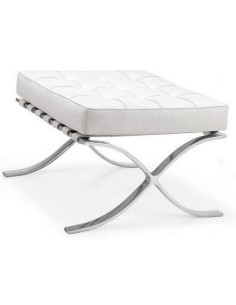 Ottoman BARNA (T), acero inoxidable, similpiel blanca