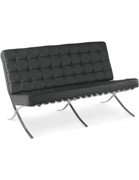 Sofá BARNA, 2 plazas, acero inoxidable, similpiel negra