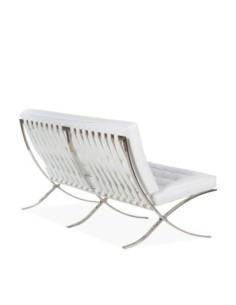 Sofá BARNA, 2 plazas, acero inoxidable, similpiel blanca 2