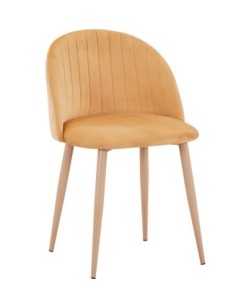 Silla VELVET NEW, patas metálicas, terciopelo amarillo mostaza 42
