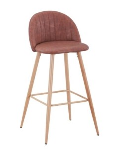 Taburete VELVET NEW, patas metálicas, similpiel vintage cuero 3-2
