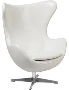 Sillón EG, tapizado similpiel blanca