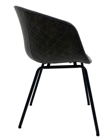 Sillón MISSOURI, metal, similpiel negra