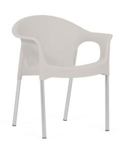 Sillón NILO, aluminio, apilable, polipropileno gris claro*