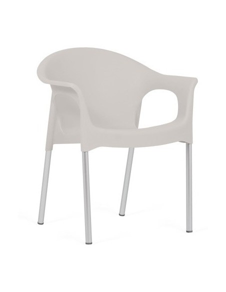 Sillón NILO, aluminio, apilable, polipropileno gris claro*